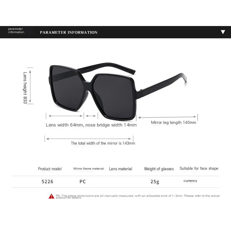 Higody Fashion Oversized Sunglasses Gradient UV400