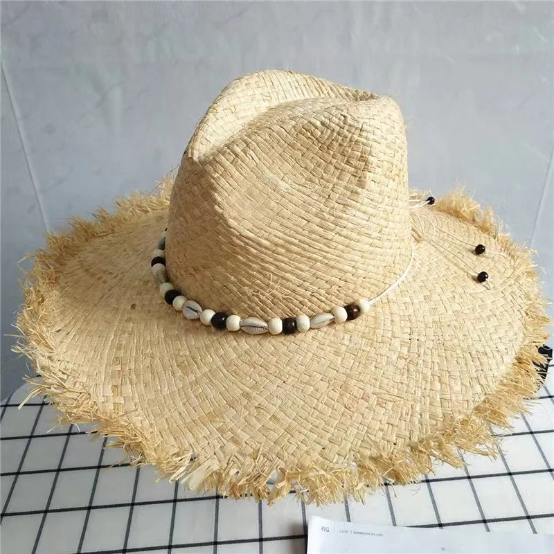 Natural Raffia Hat Hand Woven