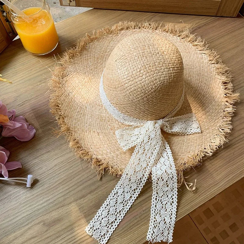 Natural Raffia Hat Hand Woven