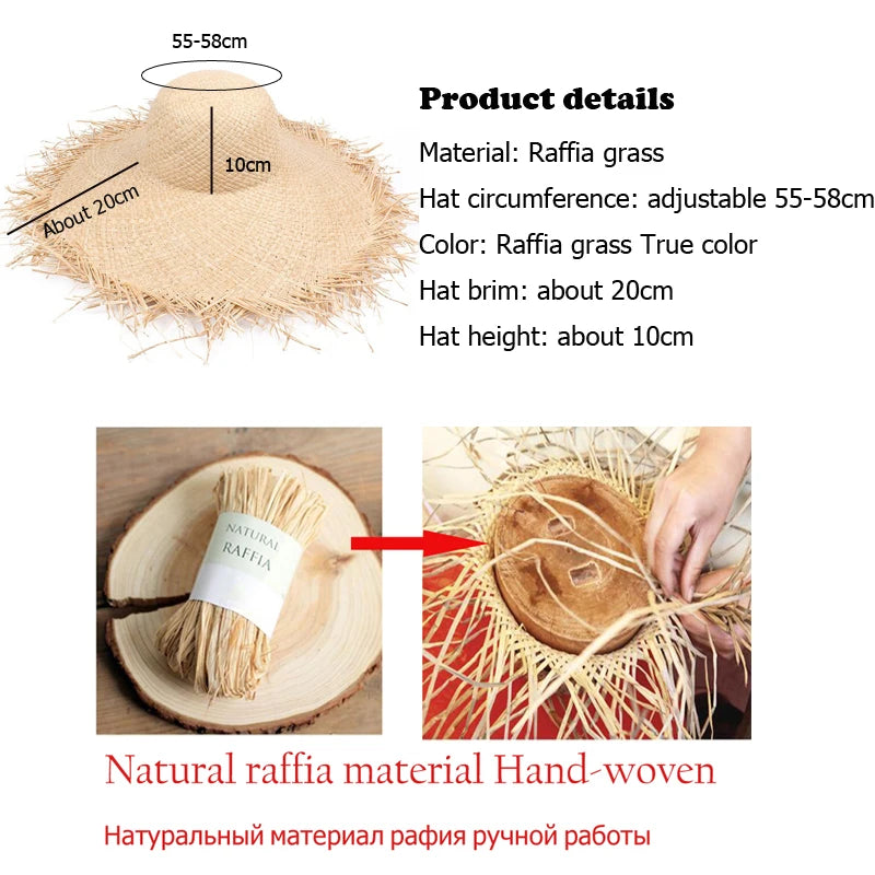 Natural Raffia Hat Hand Woven