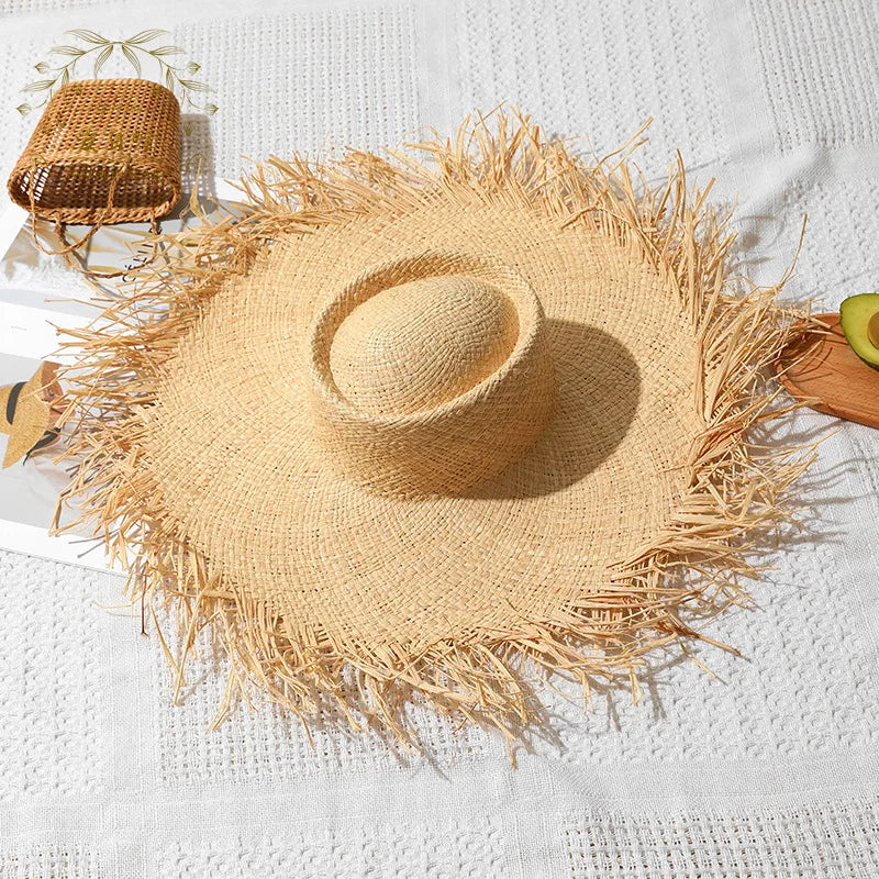 Natural Raffia Hat Hand Woven
