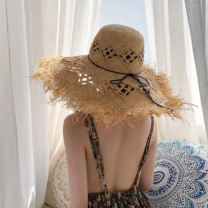 Natural Raffia Hat Hand Woven