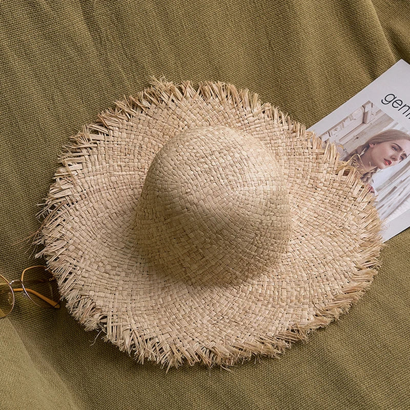 Natural Raffia Hat Hand Woven