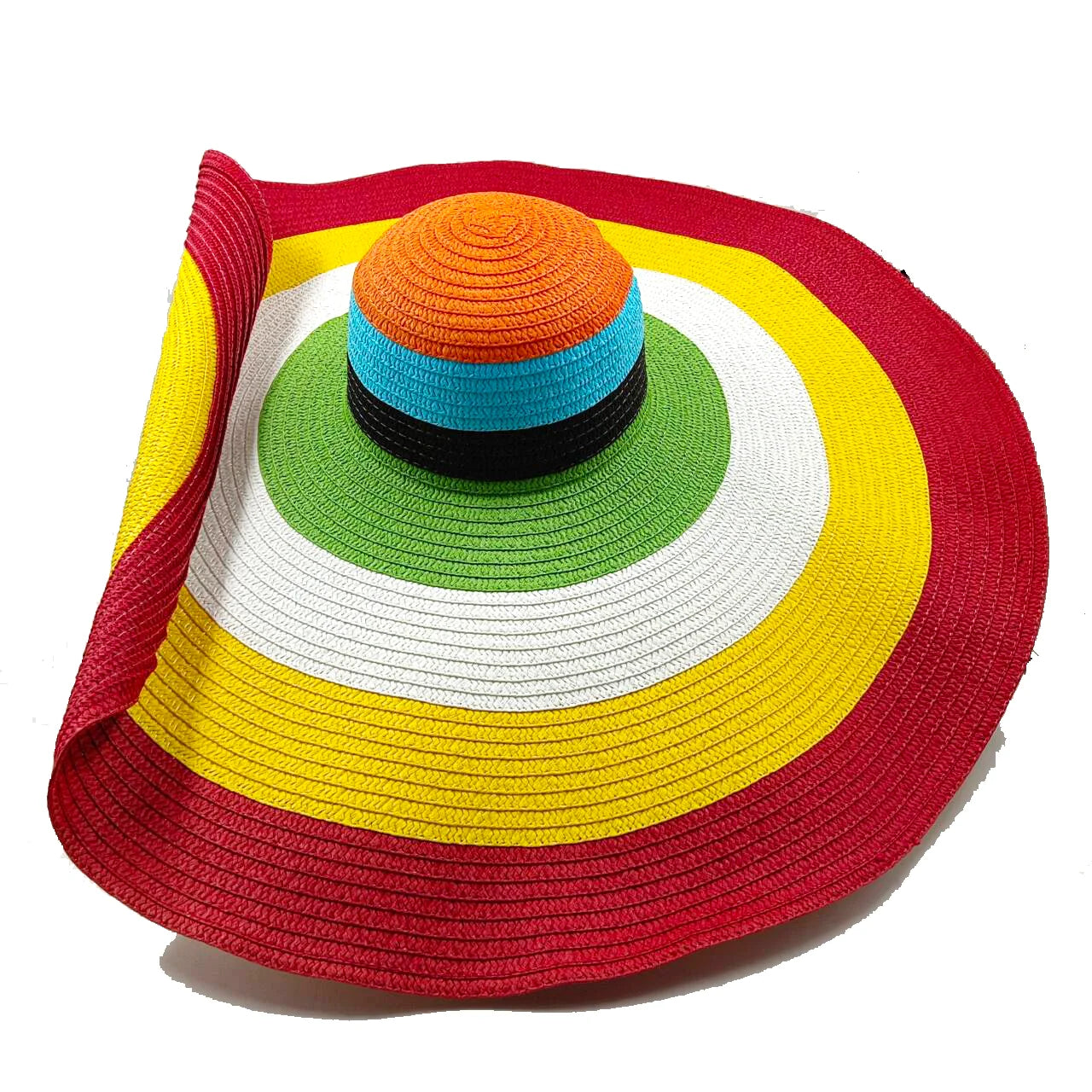 Three-Piece Set - Various Coloured Straw Hat & Bag