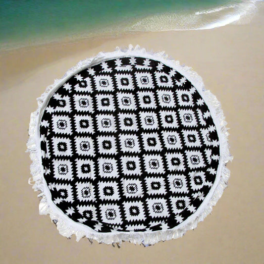 Aztec 100% Cotton Round Beach Towel