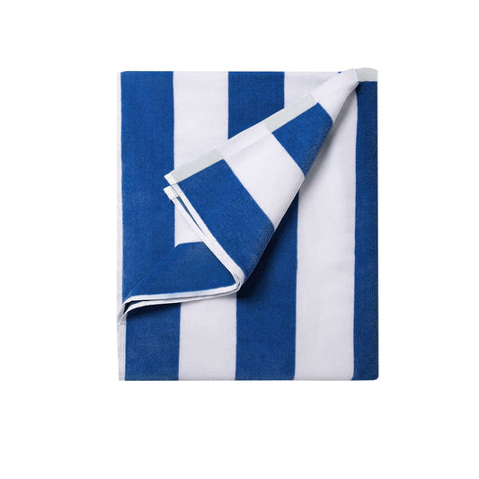 Cabana Stripe Cotton Polyester Beach Towel Blue