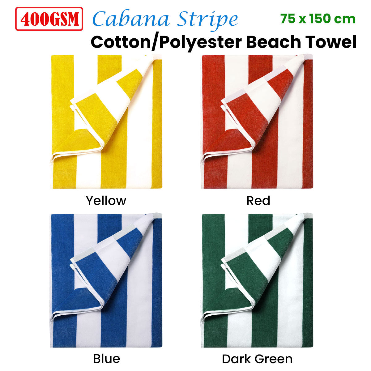 Cabana Stripe Cotton Polyester Beach Towel Blue