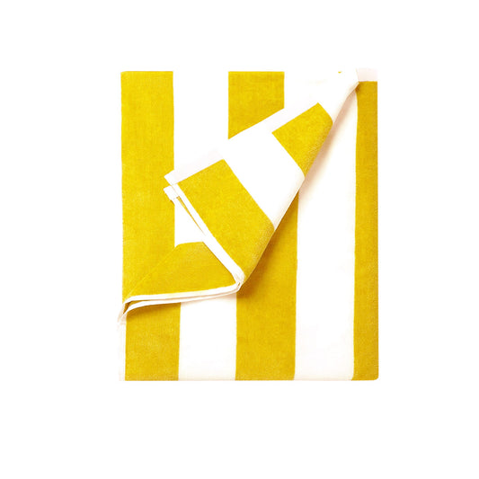 Cabana Stripe Cotton Polyester Beach Towel Yellow