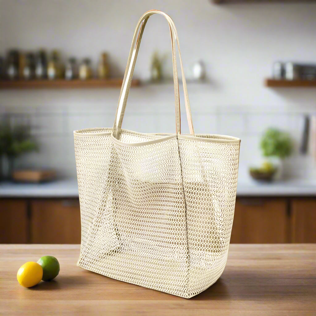 Milky Casual Mesh Tote Bag - Shoulder Bag Beach & Travel